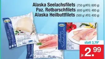 Zimmermann Alaska Seelachsfilets, Paz. Rotbarschfilets oder Alaska Heilbuttfilets Angebot