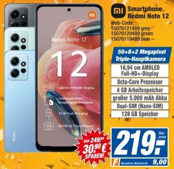 HEM Expert Xiaomi Smartphone Redmi Note 12 Angebot