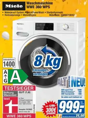 HEM Expert Miele Waschmaschine WWE 360 WPS Angebot