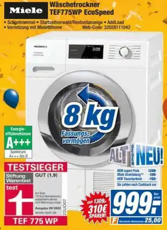 HEM Expert Miele Wäschetrockner TEF775WP EcoSpeed Angebot