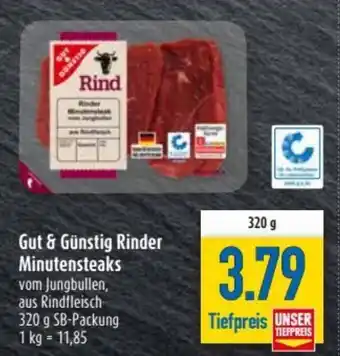 diska Gut & Günstig Rinder Minutensteaks 320g Angebot