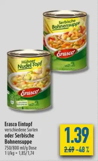 diska Erasco Eintopf oder Serbische Bohnensuppe 750/800ml Angebot