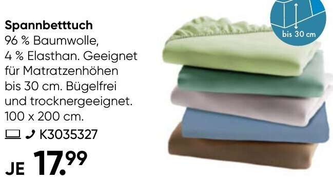 Galeria GALERIA essentials Spannbetttuch Angebot