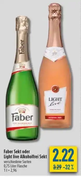 diska Faber Sekt oder Light Live Alkoholfrei Sekt 0,75L Angebot