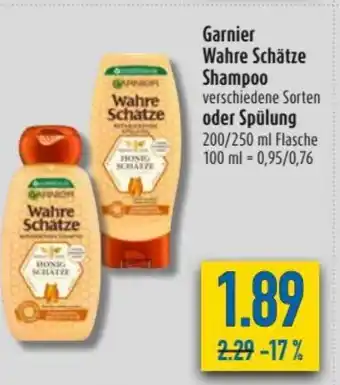 diska Garnier Wahre Schätze Shampoo oder Spülung 250/200ml Angebot