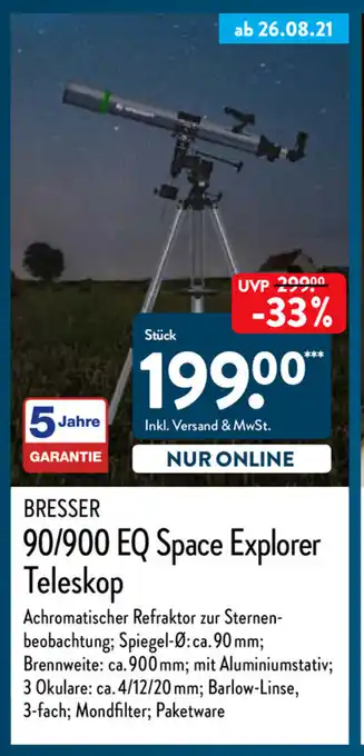 Aldi Nord Bresser 90/900 EQ Space Explorer Teleskop Angebot