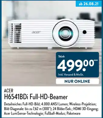 Aldi Nord Acer H6541BDi Full HD Beamer Angebot