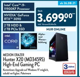 Aldi Nord Medion Erazer Hunter X20 (MD34595) High End Gaming PC Angebot