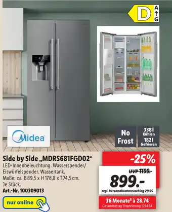 Lidl Midea Side by Side MDRS681FGD02 Angebot