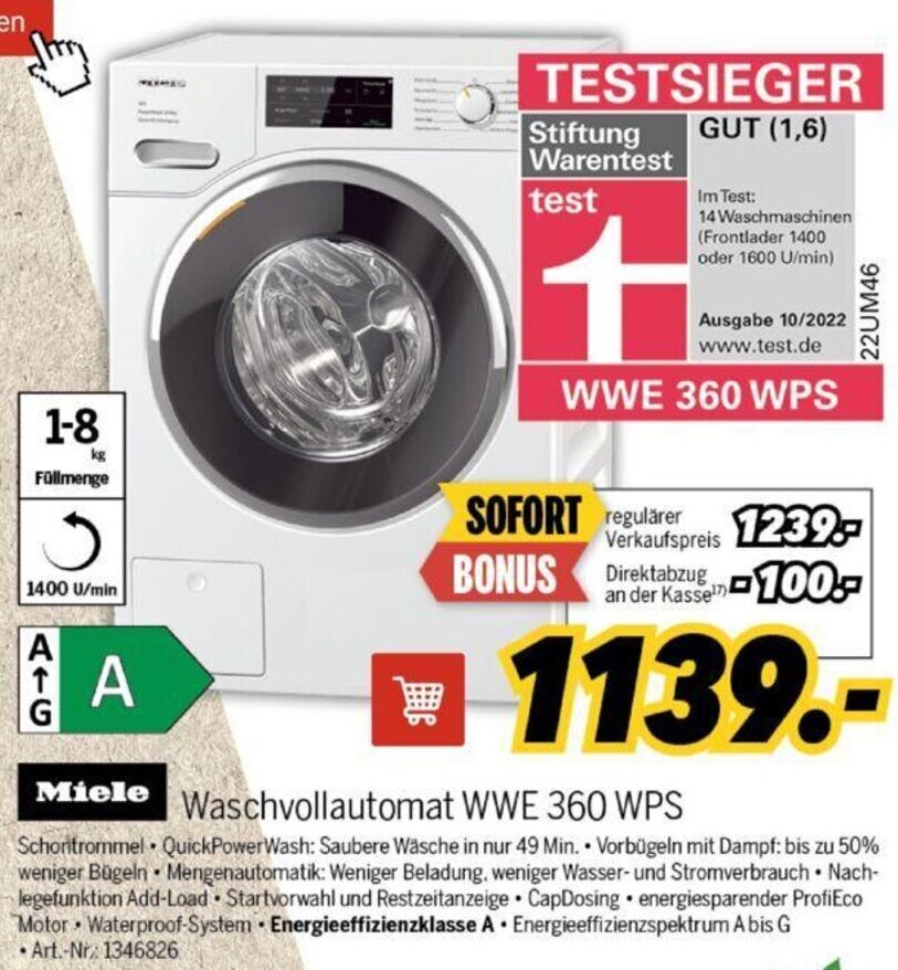 MEDIMAX Miele Waschvollautomat WWE 360 WPS Angebot