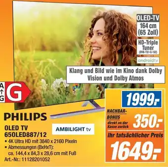 Expert Technomarkt PHILIPS OLED TV 650LED887/12 Angebot