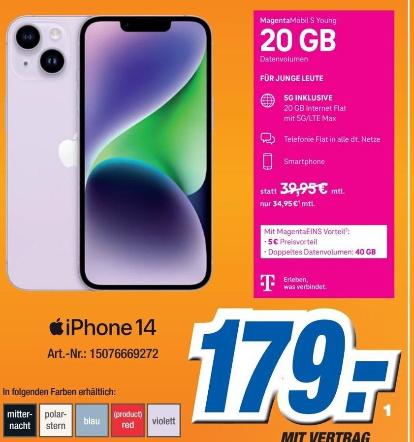 Expert Technomarkt iPhone 14 Angebot