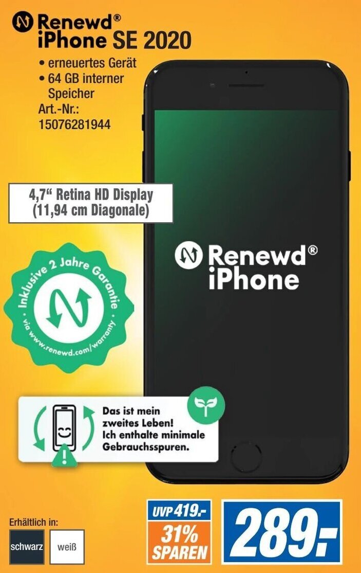 Expert Technomarkt RenewdⓇ iPhone SE 2020 Angebot