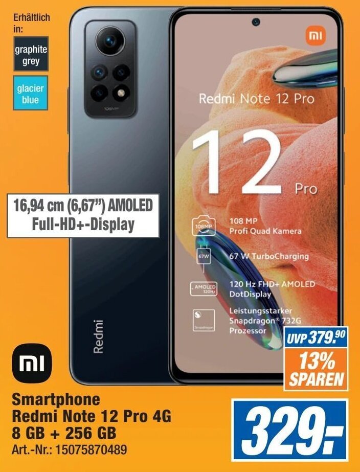 Expert Technomarkt Smartphone Redmi Note 12 Pro 4G 8 GB+256 GB Angebot