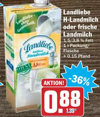 Hit Landliebe H-Landmilch oder frische Landmilch 1L Angebot