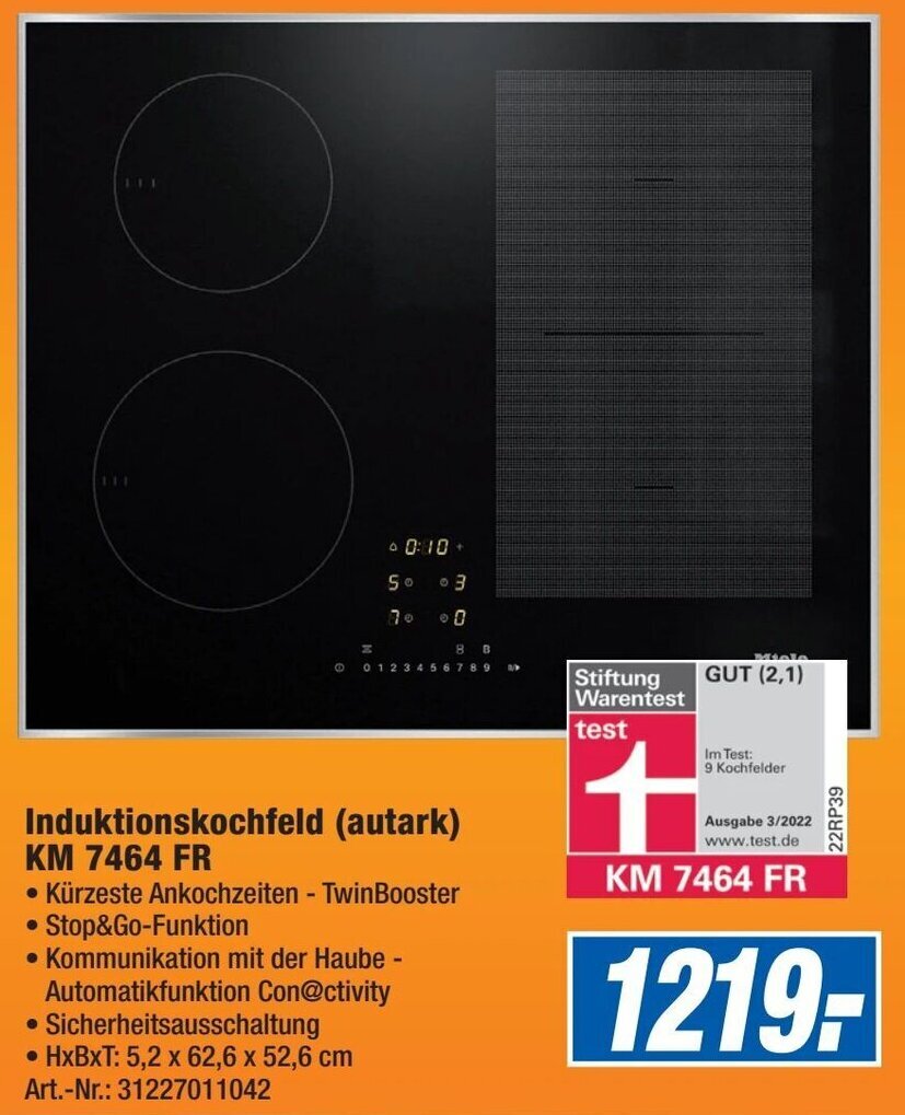 Expert Technomarkt Miele Induktionskochfeld (autark) KM 7464 FR Angebot