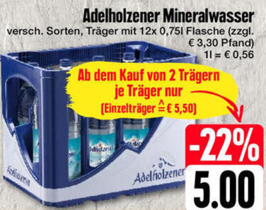 Edeka Adelholzener Mineralwasser 12x0,75 L Flasche Angebot