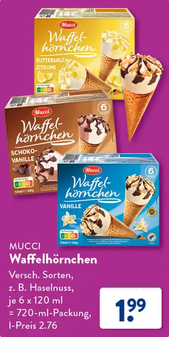 Aldi Süd MUCCI Waffelhörnchen 720 ml Packung Angebot