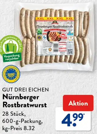 Aldi Süd GUT DREI EICHEN Nürnberger Rostbratwurst 600 g Packung Angebot