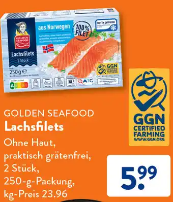 Aldi Süd GOLDEN SEAFOOD Lachsfilets 250 g Packung Angebot