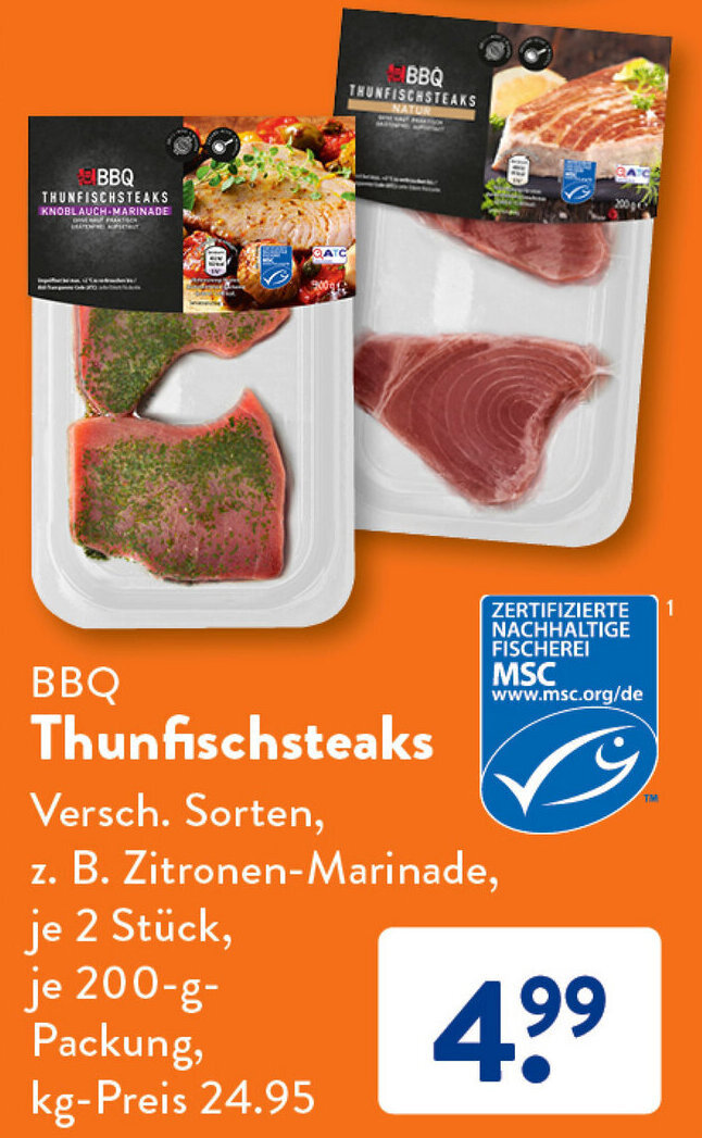 Aldi Süd BBQ Thunfischsteaks 200 g Packung Angebot