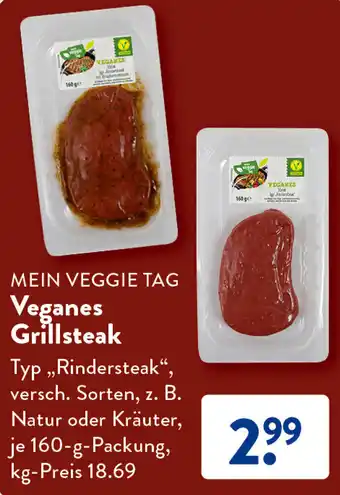 Aldi Süd MEIN VEGGIE TAG Veganes Grillsteak 160 g Packung Angebot