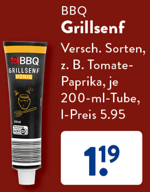 Aldi Süd BBQ Grillsenf 200 ml Tube Angebot