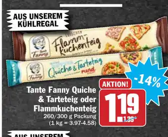 Hit Tante Fanny Quiche & Tarteteig oder Flammkuchenteig 260/300g Angebot