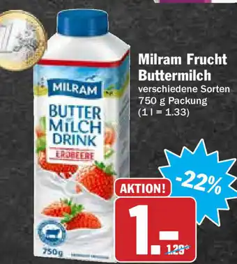 Hit Milram Frucht Buttermilch 750g Angebot