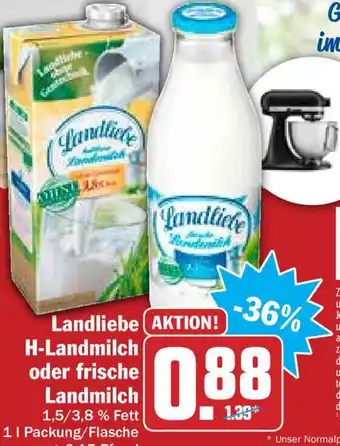 Hit Landliebe H-Landmilch oder frische Landmilch 1L Angebot