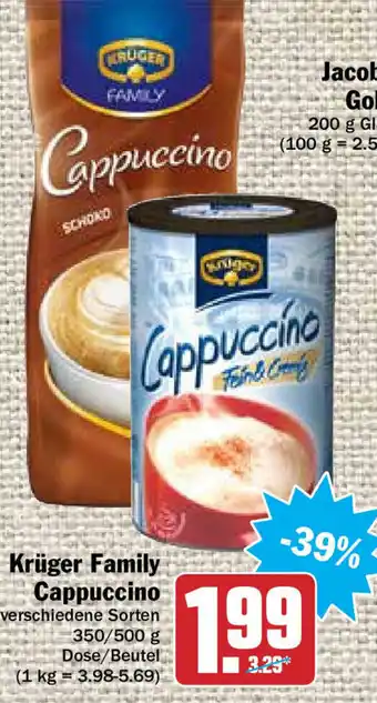 Hit Krüger Family Cappuccino 350/500g Angebot