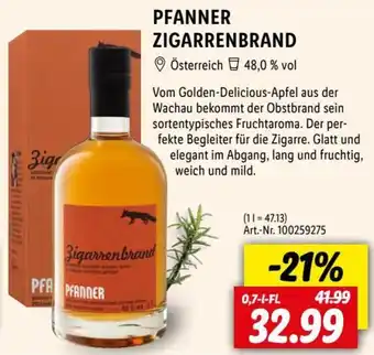 Lidl PFANNER ZIGARRENBRAND 0,7 L-Fl. Angebot