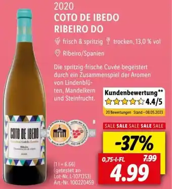 Lidl 2020 COTO DE IBEDO RIBEIRO DO 0,75 L-Fl. Angebot