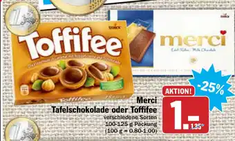 Hit Merci Tafelschokolade oder Toffifee 100-125g Angebot