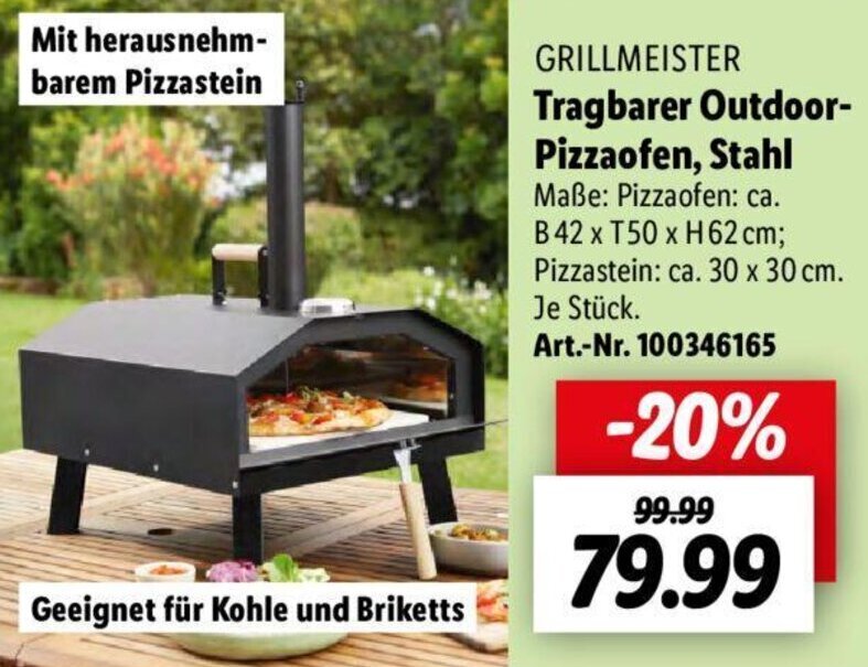 GRILLMEISTER Tragbarer OutdoorPizzaofen, Stahl Angebot bei Lidl