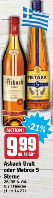 Hit Asbach Uralt oder Metaxa 5 Sterne 0,7 L Angebot