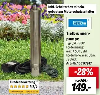 Lidl Güde Tiefbrunnenpumpe GTT 900 Angebot