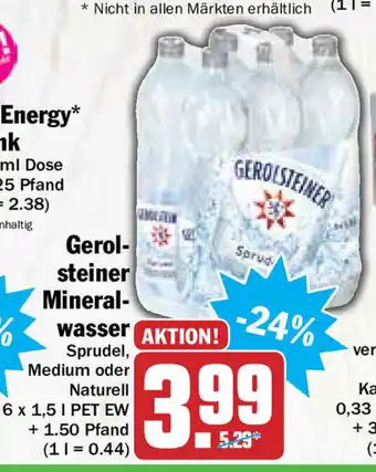 Hit Gerolsteiner Mineralwasser 6x1,5L Angebot