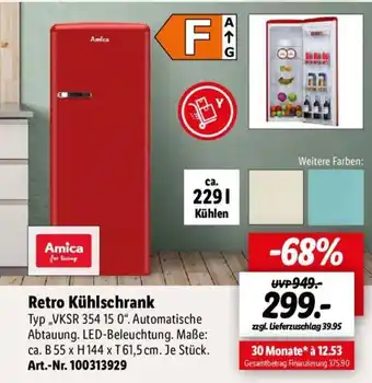 Lidl Amica Retro Kühlschrank ,,VKSR 354 15 0" Angebot