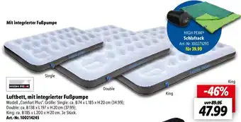Lidl HIGH PEAK Luftbett, mit integrierter Fußpumpe Angebot