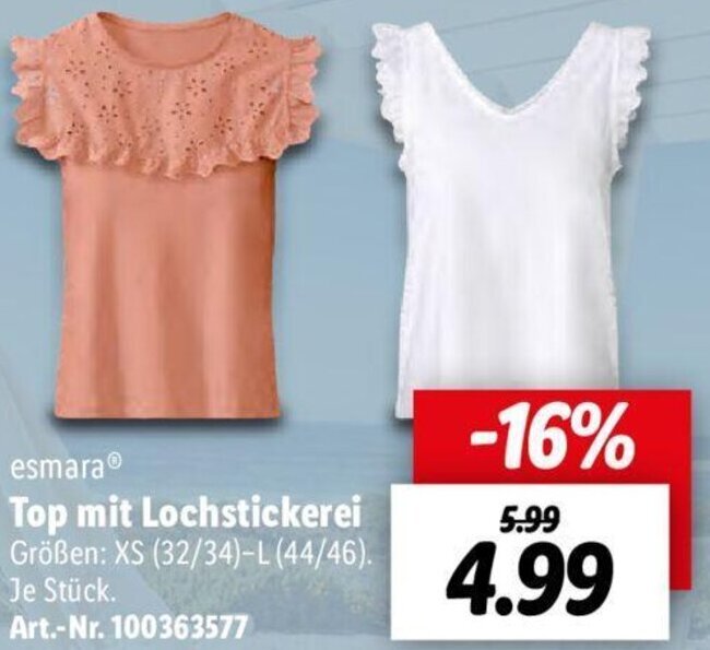 Lidl esmara Top mit Lochstickerei Angebot