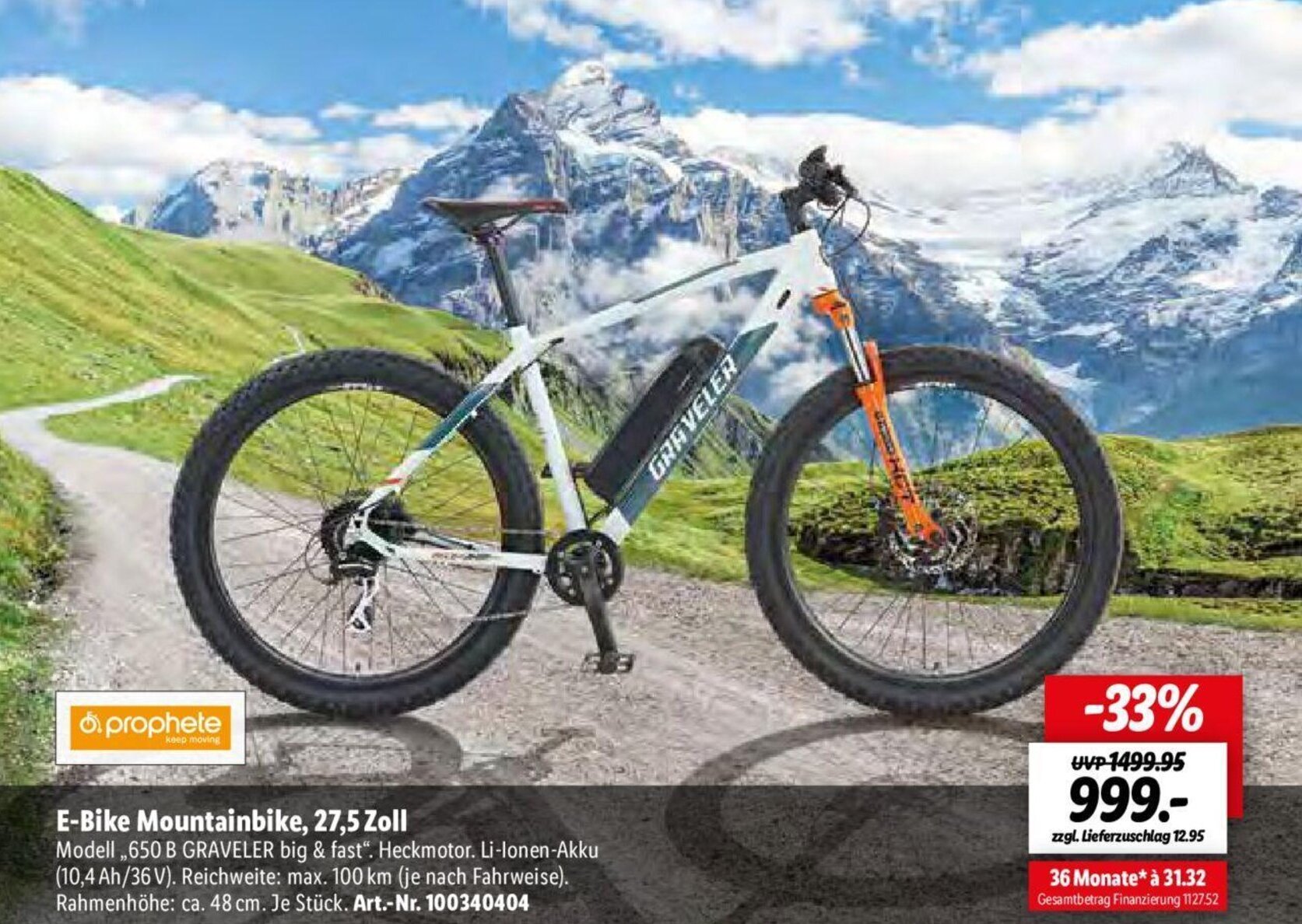 Lidl Prophete E-Bike Mountainbike, 27,5 Zoll Angebot