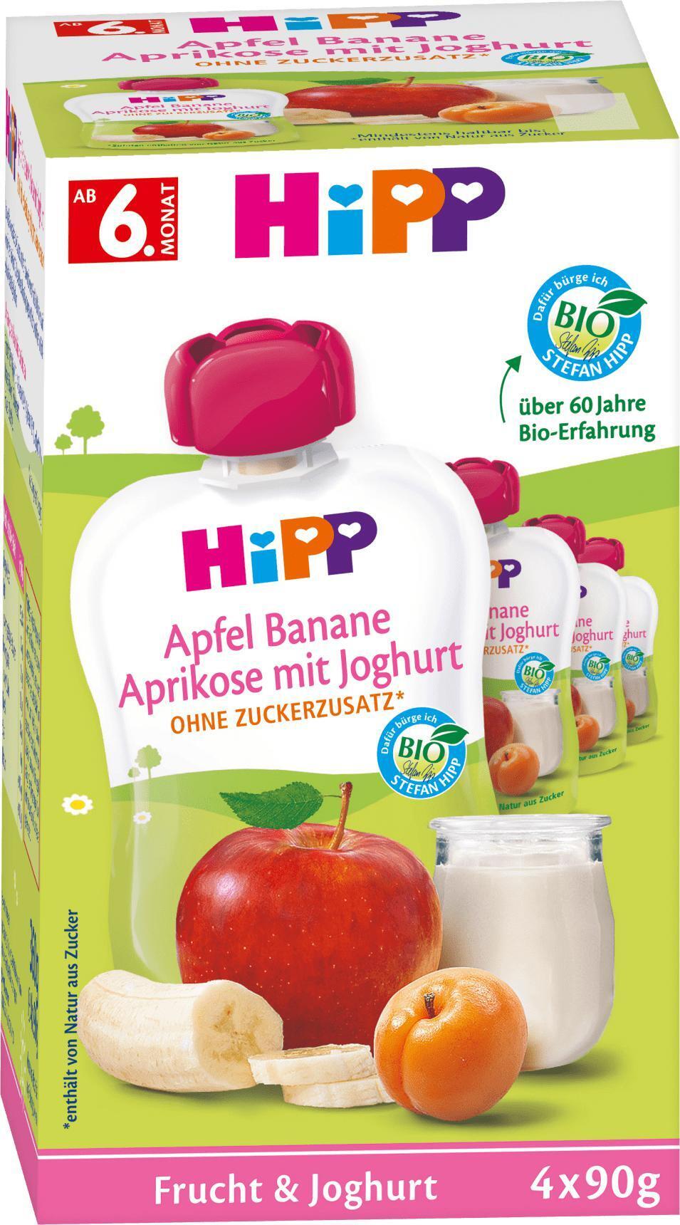 dm drogerie Hipp quetschie apfel banane aprikose mit joghurt, ab 6. monat (4x90 g) Angebot