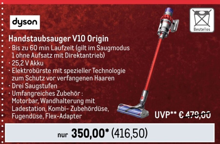 METRO dyson Handstaubsauger V10 Origin Angebot