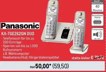 METRO Panasonic KX-TGE262GN DUO • Telefonbuch für bis zu 200 Einträge Angebot