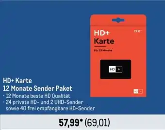 METRO HD+ Karte 12 Monate Sender Paket Angebot