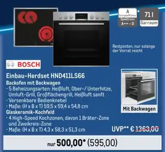 METRO BOSCH Einbau-Herdset HND411LS66 Backofen mit Backwagen Angebot