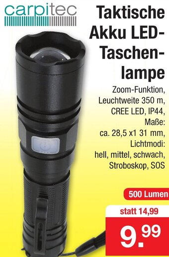 Zimmermann Carpitec Taktische Akku LED Taschenlampe Angebot