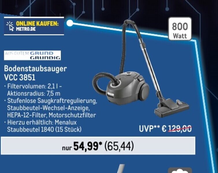METRO GRUNDIG Bodenstaubsauger VCC 3851 Angebot