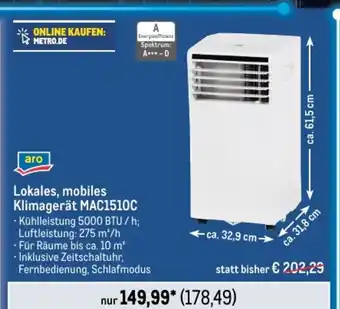 METRO aro Lokales, mobiles Klimagerät MAC1510C Angebot